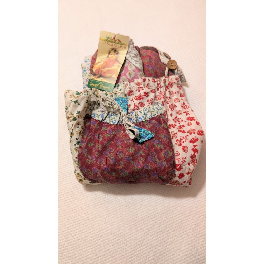 NWT Vtg Sacred Threads Patchwork Overalls CottageCore Boho Artsy Lagenlook Small - Picture 15 of 16
